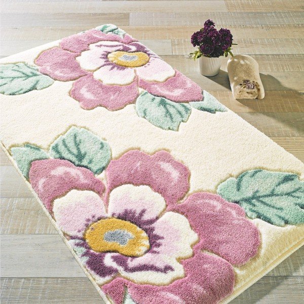 Roza kopalniška preproga Confetti Bathmats Fiore, 80 x 140 cm