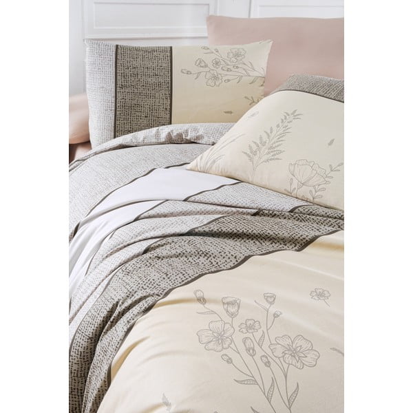 Bež enojna bombažna posteljnina 140x200 cm Pine – Mijolnir-image-1
