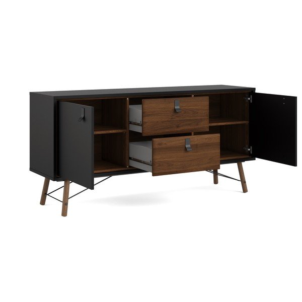 Črna komoda v orehovem dekorju 150x72x40 cm Ry – Tvilum-image-3