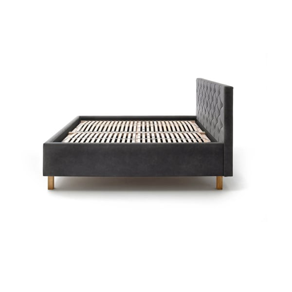 Temno siva oblazinjena zakonska postelja s prostorom za shranjevanje z letvenim dnom 180x200 cm San Remo – Meise Möbel-image-4