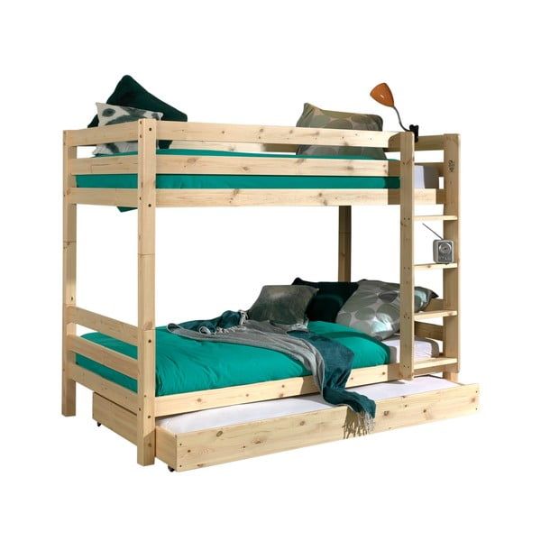Pograd otroška postelja iz masivnega bora s prostorom za shranjevanje v naravni barvi PINO – Vipack