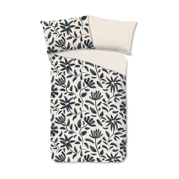 Črna/bež enojna bombažna posteljnina 140x200 cm Emilia – Good Morning