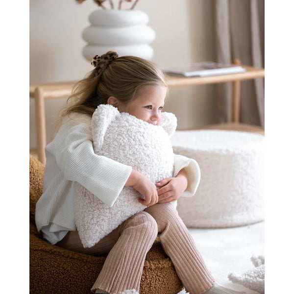 Kremno bela otroška blazina bouclé Bear – Wigiwama-image-1