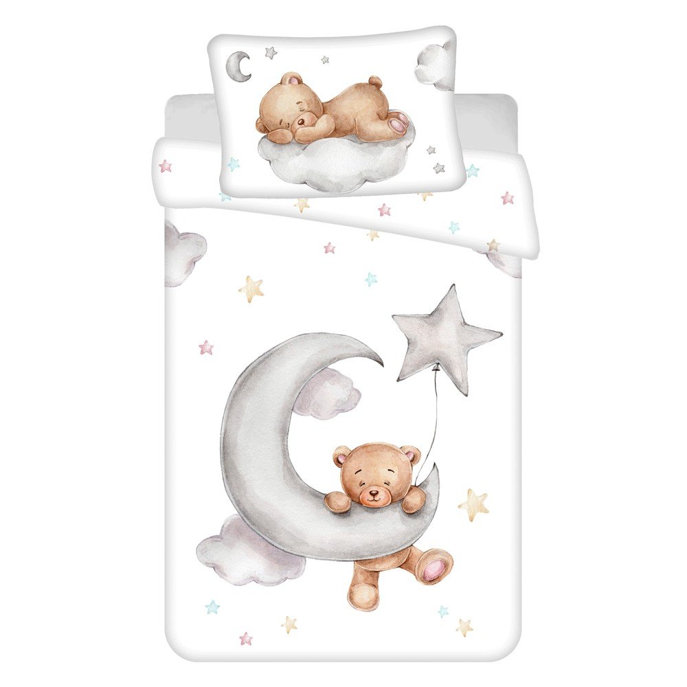 Bombažna otroška posteljnina za otroško posteljico 100x135 cm Teddy "Moon"