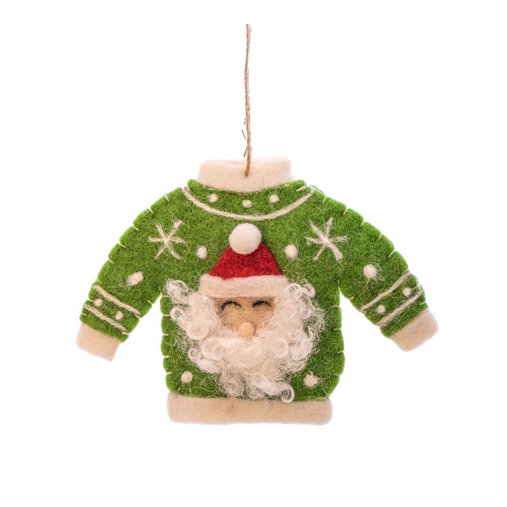 Tekstilni okrasek za jelko 12 cm Santa Jumper