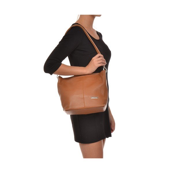 Svetlo konjak rjava usnjena torbica Luisa Vannini Ginata-image-4