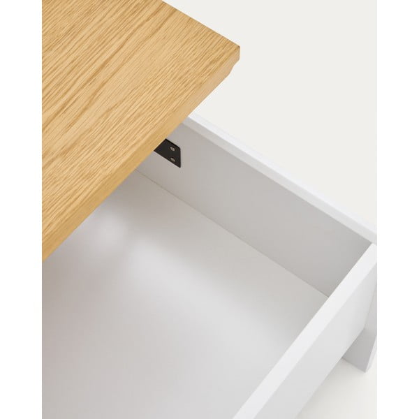 Bela/naravna mizica v hrastovem dekorju 60x110 cm Abilen – Kave Home-image-4