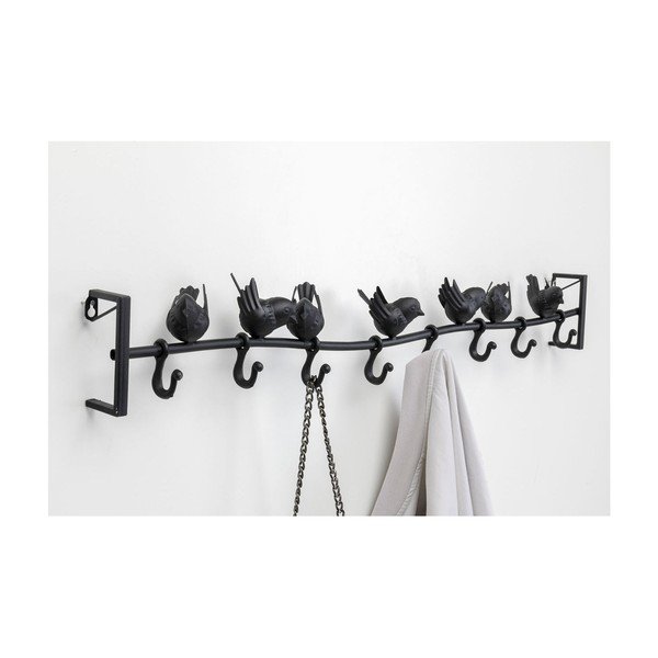 Črn kovinski stenski obešalnik Kare Design Birds, širina 92 cm-image-1