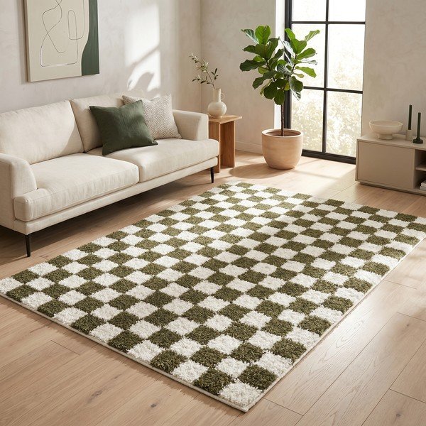 Temno zelena/kremno bela preproga 120x170 cm Grida – ESTE-image-3