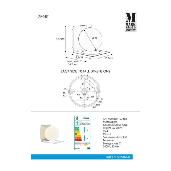 Stenska svetilka v srebrni barvi Markslöjd Zenit-image-3