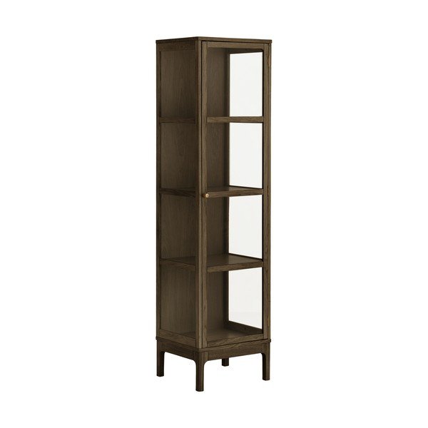 Temno rjava vitrina v hrastovem dekorju 47x180x40 cm Zamora – House Nordic