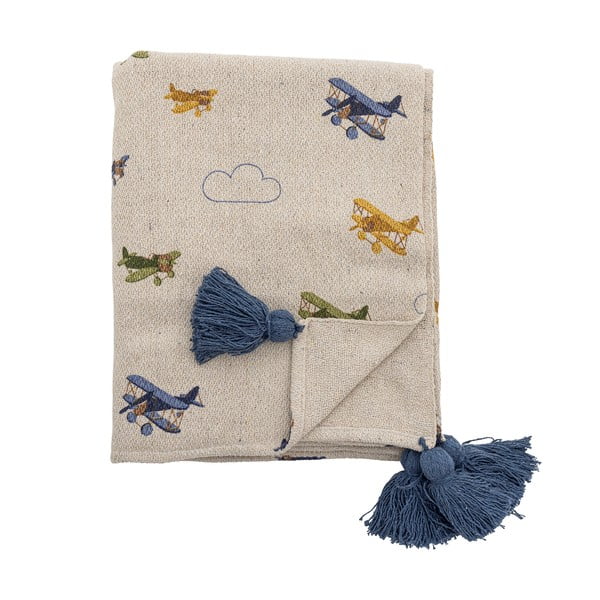 Kremno bela otroška odeja 130x160 cm Plane – Bloomingville Mini