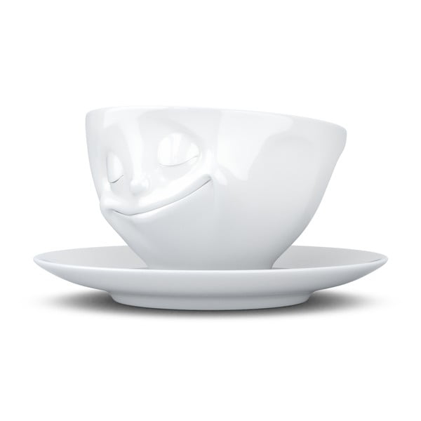 Bela porcelanasta skodelica za kavo z motivom nasmeška 58products, 200 ml-image-3