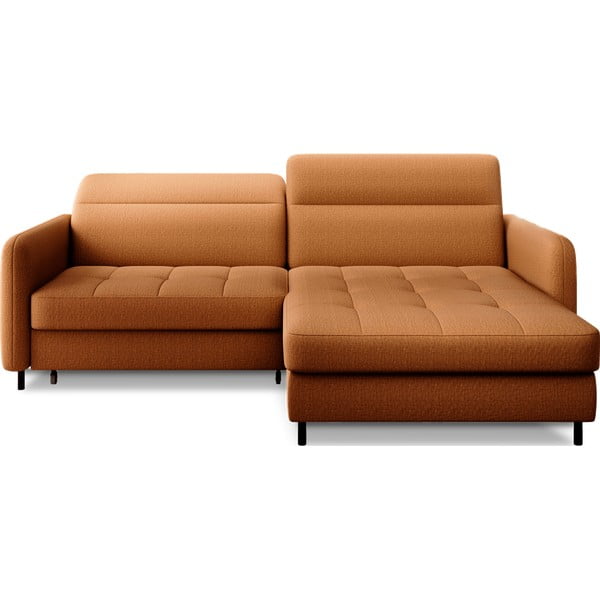 Rumena žametna raztegljiva/s prostorom za shranjevanje kotna sedežna garnitura (desni kot/z ležalnikom) Gomsi – ELTAP