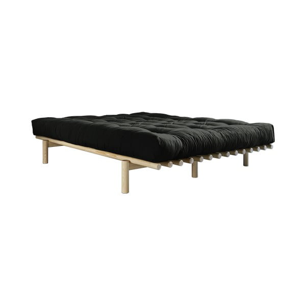 Borova zakonska postelja z ležiščem Karup Design Pace Double Latex Natural Clear/Black, 200 x 180 cm