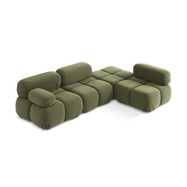 Svetlo zelena žametna kotna sedežna garnitura (desni kot) Lokua – Makamii-image-2