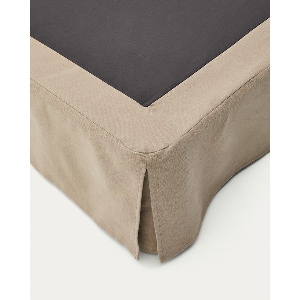 Sivorjava oblazinjena postelja brez vzglavja 90x200 cm Jaira – Kave Home-image-1