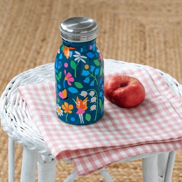 Modra otroška steklenička za vodo iz nerjavečega jekla 250 ml Fairies in the Garden – Rex London-image-1