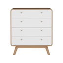 Bela visoka komoda v hrastovem dekorju 80x88 cm Caitlin – Støraa