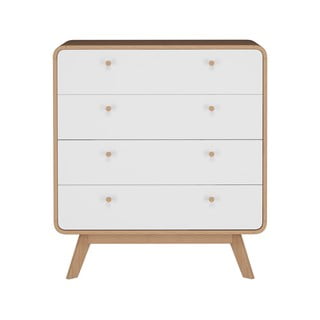 Bela visoka komoda v hrastovem dekorju 80x88 cm Caitlin – Støraa