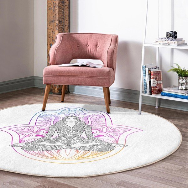 Bela pralna okrogla preproga primerna za robotski sesalnik ø 120 cm Comfort – Mila Home-image-3