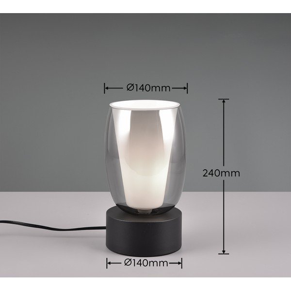Črna/srebrna namizna svetilka s steklenim senčnikom (višina 24 cm) Barret – Trio Select-image-2