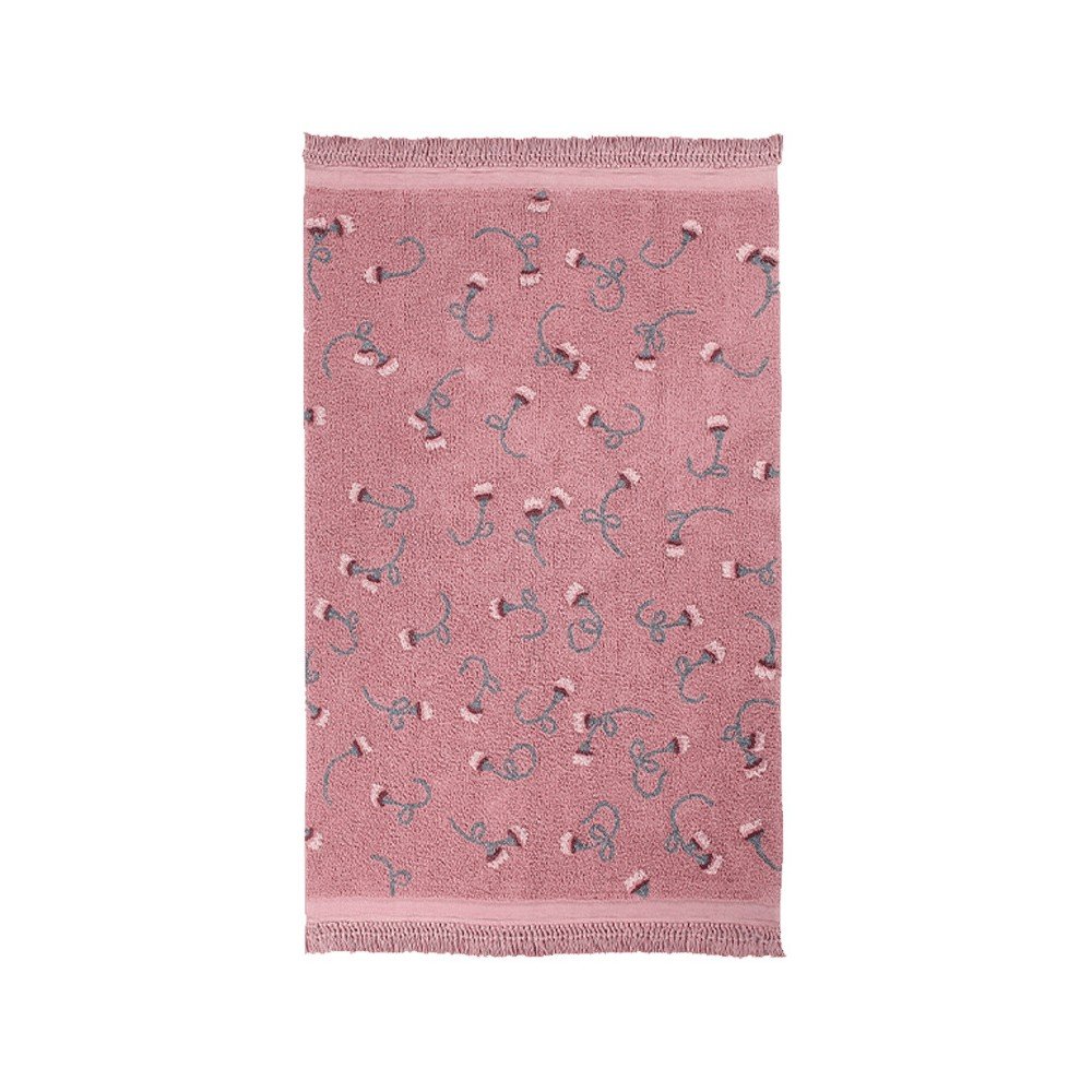 Rožnata pralna ročno tkana bombažna otroška preproga 140x210 cm English Garden Ash Rose