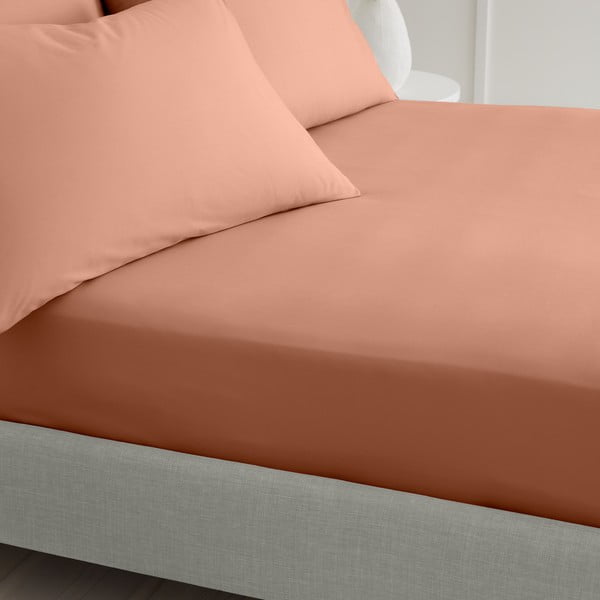 Napenjalna rjuha iz bombažnega perkala v barvi terakote 90x190 cm Cotton Percale – Bianca-image-2