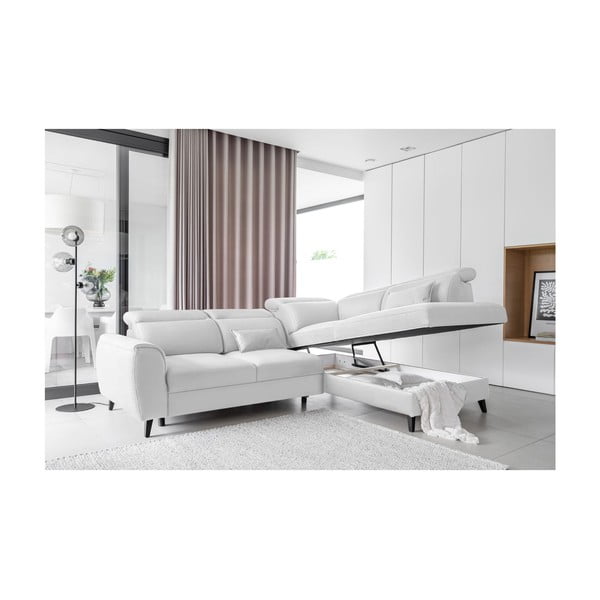 Bela žametna raztegljiva/s prostorom za shranjevanje kotna sedežna garnitura (desni kot/v obliki črke L) Noble – ELTAP-image-3