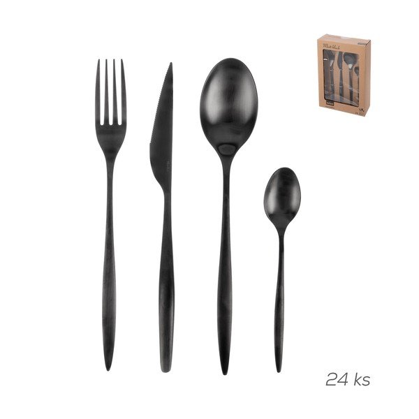 Črn pribor iz nerjavečega jekla 24 ks – Orion-image-3
