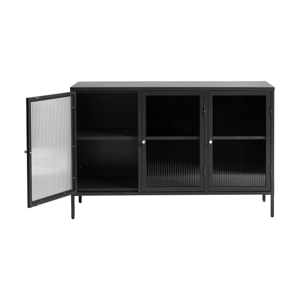 Črna kovinska vitrina 132x85 cm Bronco – Unique Furniture-image-4