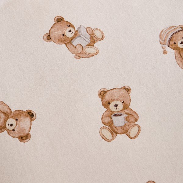 Kremno bela napenjalna enojna flanelna otroška rjuha 70x140 cm Brushed Teddy Bear – Catherine Lansfield-image-1