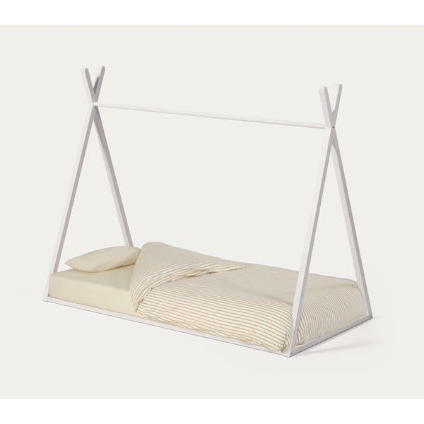 Bela otroška postelja iz masivne bukve v obliki hiške z letvenim dnom 90x190 cm Maralis – Kave Home-image-3