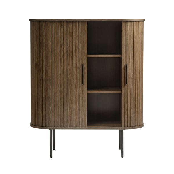 Rjava omarica v hrastovem dekorju z drsnimi vrati 100x118 cm Nola – Unique Furniture-image-4