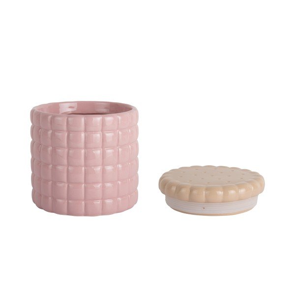 Svetlo rožnata dekorativna keramična škatla za shranjevanje ø 14x15 cm Biscuit Box – PT LIVING-image-3