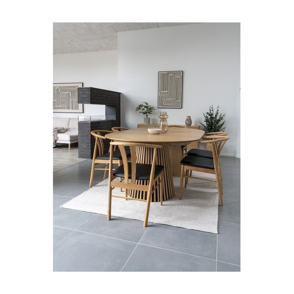 Okrogla raztegljiva jedilna miza z mizno ploščo v hrastovem dekorju ø 120 cm Osaka – House Nordic-image-4