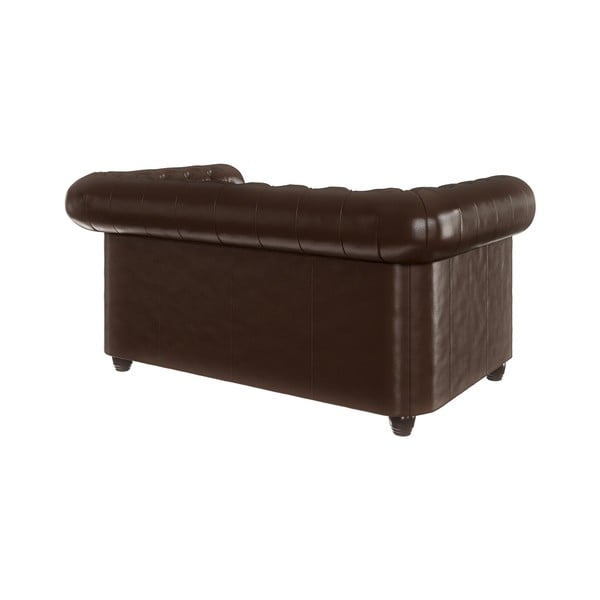 Temno rjava raztegljiva sedežna garnitura iz imitacije usnja 148 cm York – Ropez-image-2