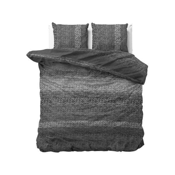 Siva flanelna posteljnina za zakonsko posteljo Dreamhouse Gradient Knits, 200 x 220 cm