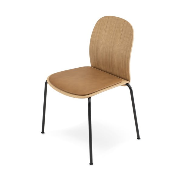 Jedilni stoli v kompletu z možnostjo nalaganja 2 ks v hrastovem dekorju v konjak rjavi barvi/v naravni barvi Book – Gazzda