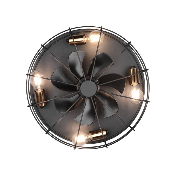 Mat črna stropna svetilka z daljinskim upravljalnikom in ventilatorjem Trondheim – Trio-image-4