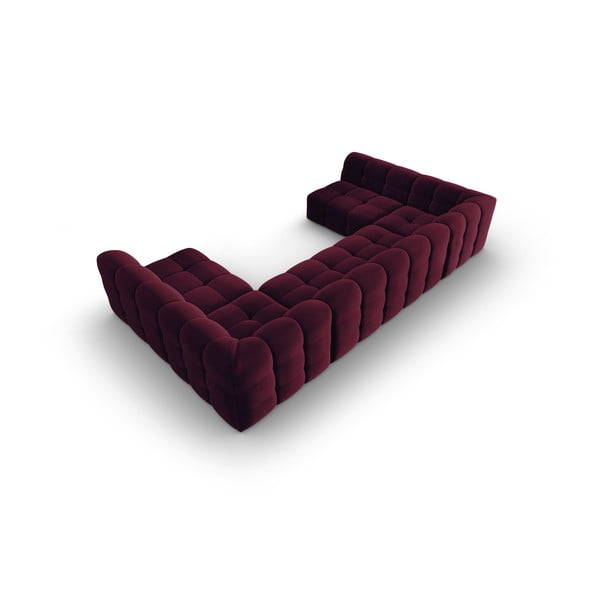 Bordo rdeč žametni kotni kavč (v obliki črke U) Kendal - Micadoni Home-image-4