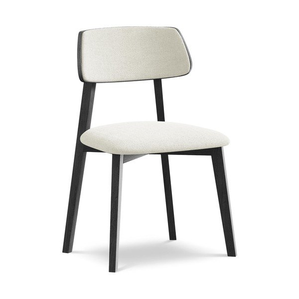 Kremno bel jedilni stol iz masivnega lesa Niu – Makamii