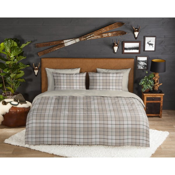 Svetlo rjava enojna flanelna posteljnina 140x200 cm Bernardus – Good Morning-image-1