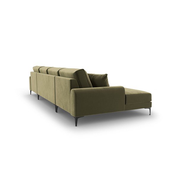 Zelena žametna sedežna garnitura v U obliki Mazzini Sofas Madara-image-3