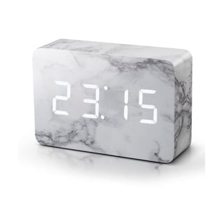 Siva budilka v marmornem dekorju z belim LED zaslonom Gingko Brick Click Clock