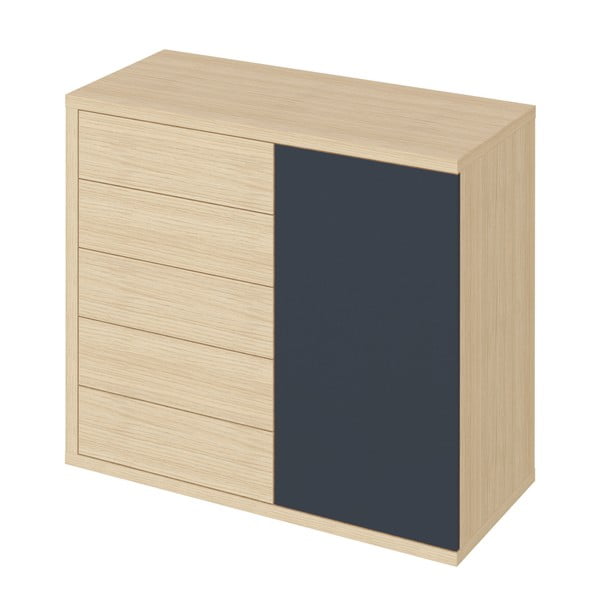 Črna komoda v dekorju hrasta 113x113 cm Hugo - TemaHome-image-2