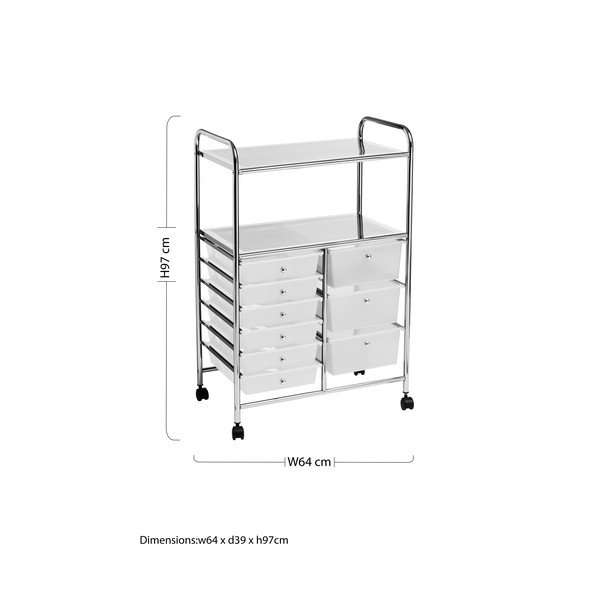Bel/srebrn plastičen regal na koleščkih 64x97 cm – Premier Housewares-image-2