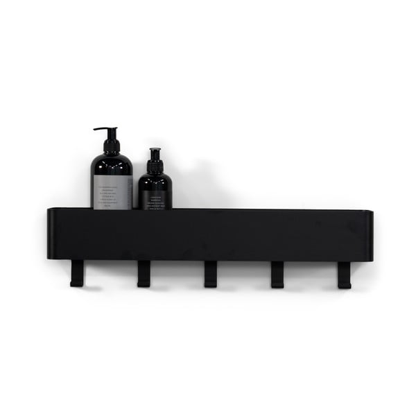 Črna jeklena stenska kopalniška polica Multi – Spinder Design
