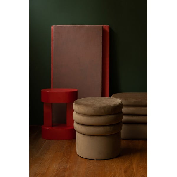 Rjav žameten tabure Aditi – Dutchbone-image-1