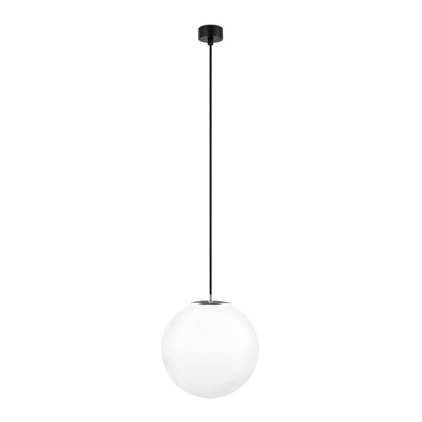 Bela viseča svetilka s črnim kablom in srebrnimi podrobnostmi Sotto Luce Tsuri, ⌀ 30 cm